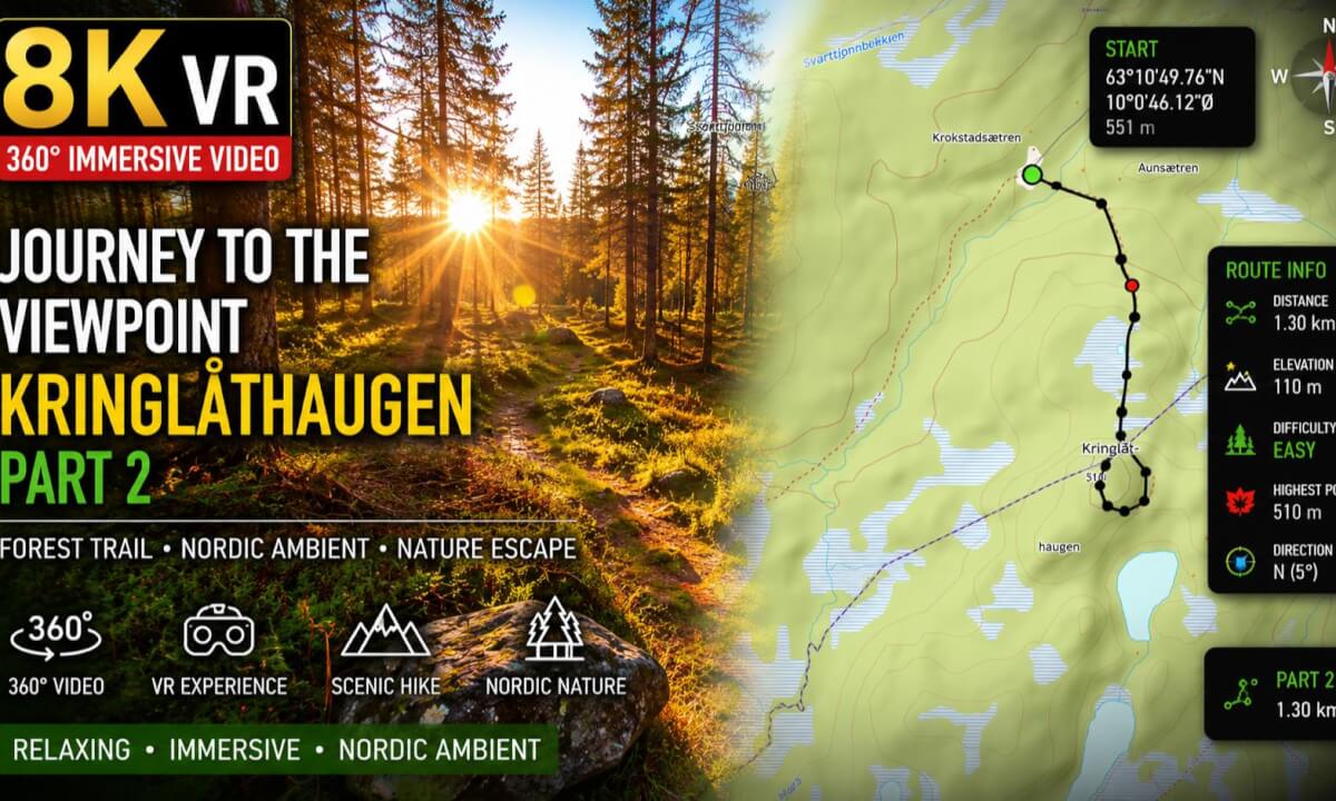 KringlĂĽthaugen Route Part 2, Norway â Through the Golden Forest to the Summit Viewpoint | 8K 360 VR