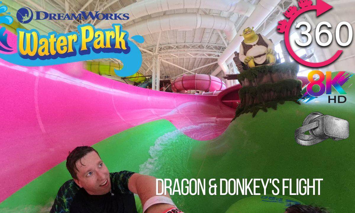 VR 360º Dragon & Donkey's Flight Water Slide at Dreamworks Waterpark