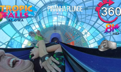 VR 360º Piranha Plunge Water Slide at Tropic Falls at OWA