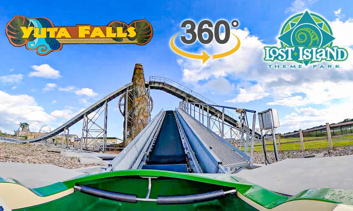 VR 360 Yuta Falls On Ride POV Lost Island Theme Park 2024 08 16