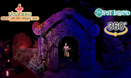 VR 360 Volkanu Quest for the Golden Idol On Ride POV Lost Island Theme Park 2024 08 16