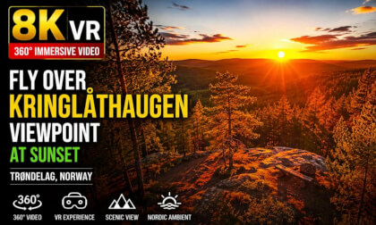Kringlåthaugen Viewpoint at Sunset, Norway — Golden Nordic Wilderness | 8K 360 VR
