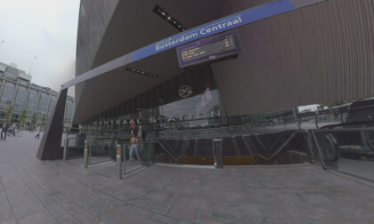 360 VR Rotterdam city view with Centraal station entrance, Netherlands