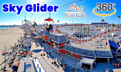 VR 360 Sky Glider On Ride POV Santa Cruz Beach Boardwalk 2024 06 21