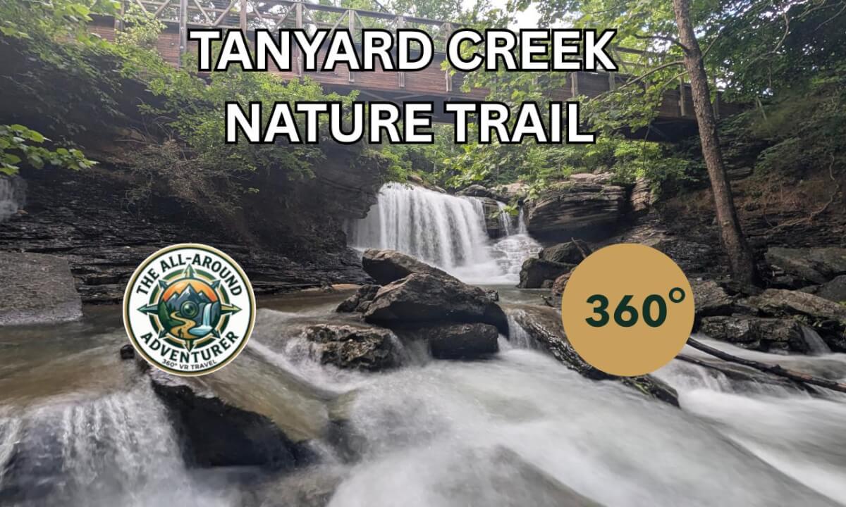 Hiking Tanyard Creek Nature Trail: Beautiful Waterfall & Suspension Bridge | Bella Vista, AR 360 VR