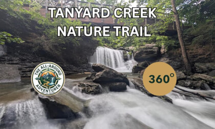 Hiking Tanyard Creek Nature Trail: Beautiful Waterfall & Suspension Bridge | Bella Vista, AR 360 VR