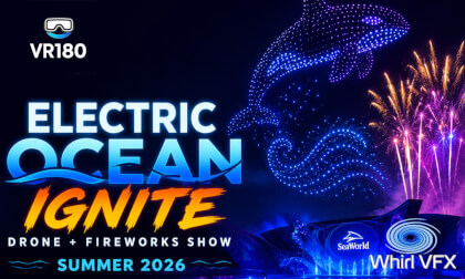 Electric Ocean IGNITE Drone + Fireworks at SeaWorld Orlando 2026 | 8K VR180