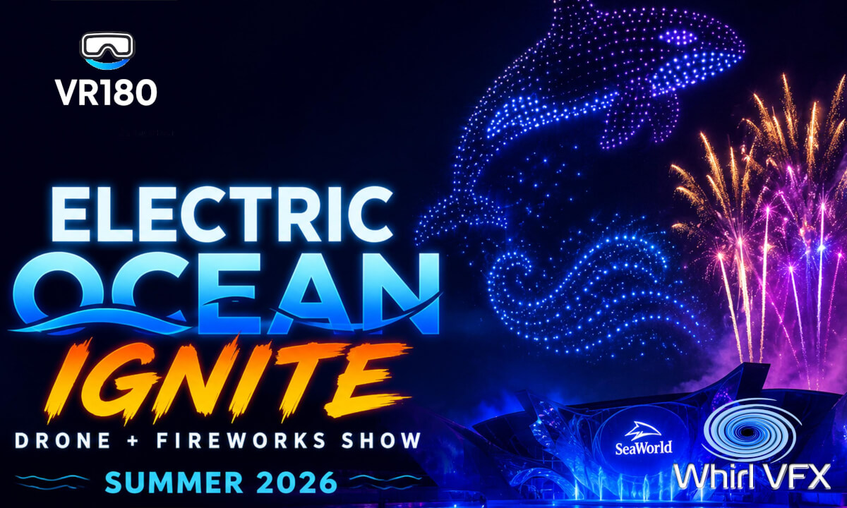 Electric Ocean IGNITE Drone + Fireworks at SeaWorld Orlando 2026 | 8K VR180