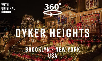 Dyker Heights Christmas Lights – New York City, USA 🇺🇸 | 360° Walking Tour | Original Sound