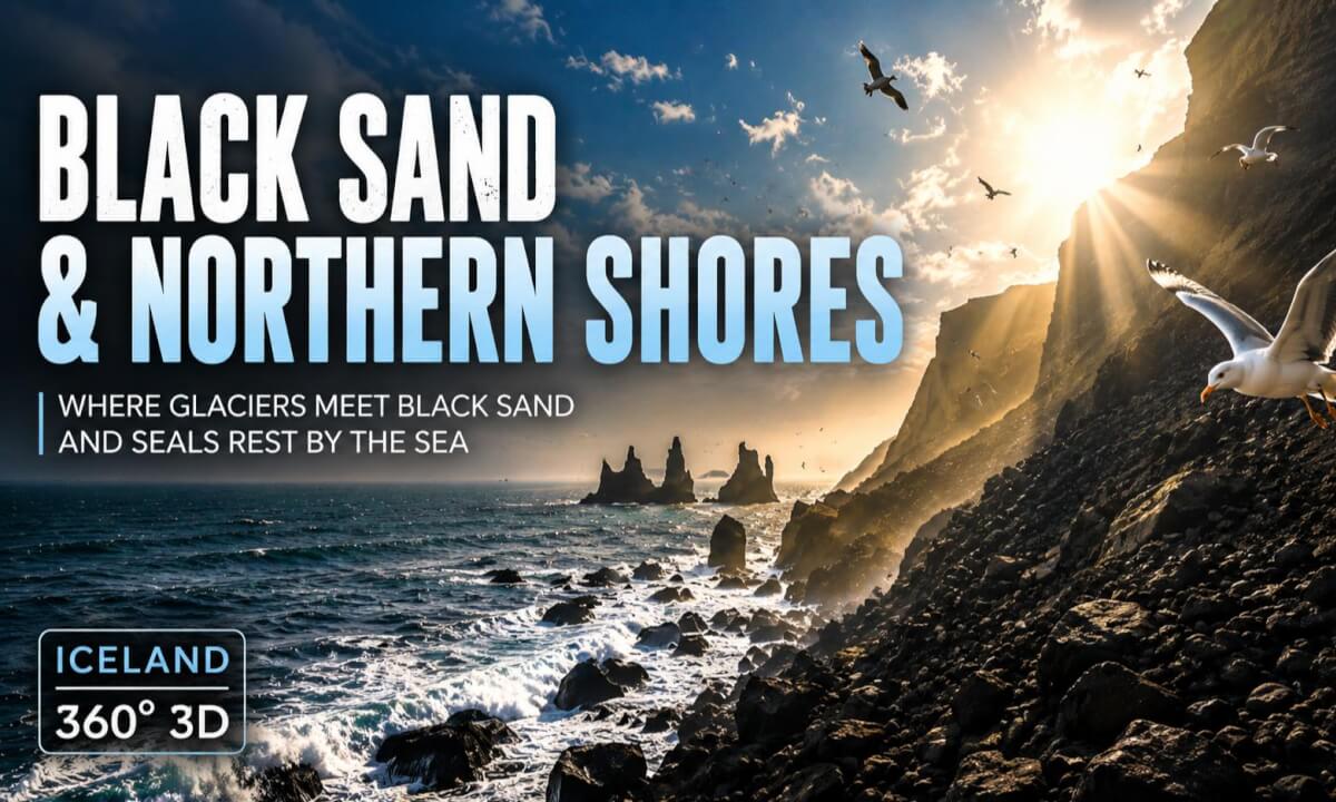 Iceland Black Sand Beaches & Wildlife 360° 3D