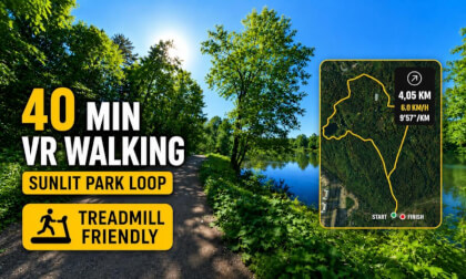 40 MIN VR WALKING | Sunlit Park Loop | Fast 6.0 km/h | Treadmill-Friendly