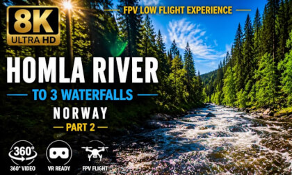 Homla River, Norway — Low Flight Through Forest Rapids | 8K 360 VR Nature Journey (Part 2)