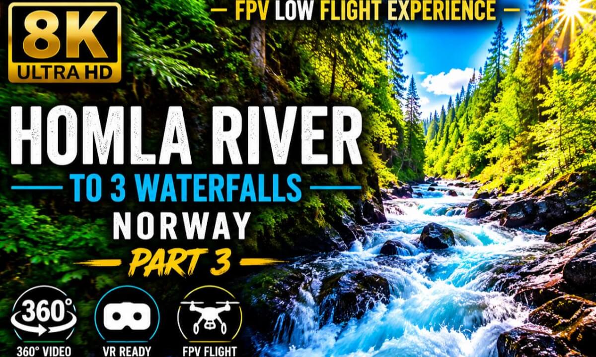 Homla River FPV Adventure Part 3 — Through Rapids and Forest Canyon | 8K 360 VR Norway