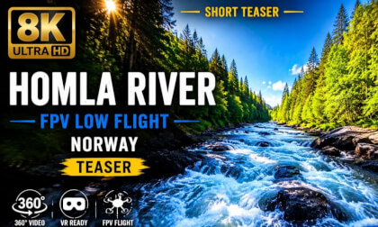 Homla River Rapids — 8K 360 VR Teaser | Low Flight Through a Norwegian Forest Canyon
