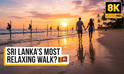 🌅 Weligama Beach Sri Lanka 🇱🇰 | Relaxing Evening Beach Walk | 8K Titles 🌊 Ocean Ambience