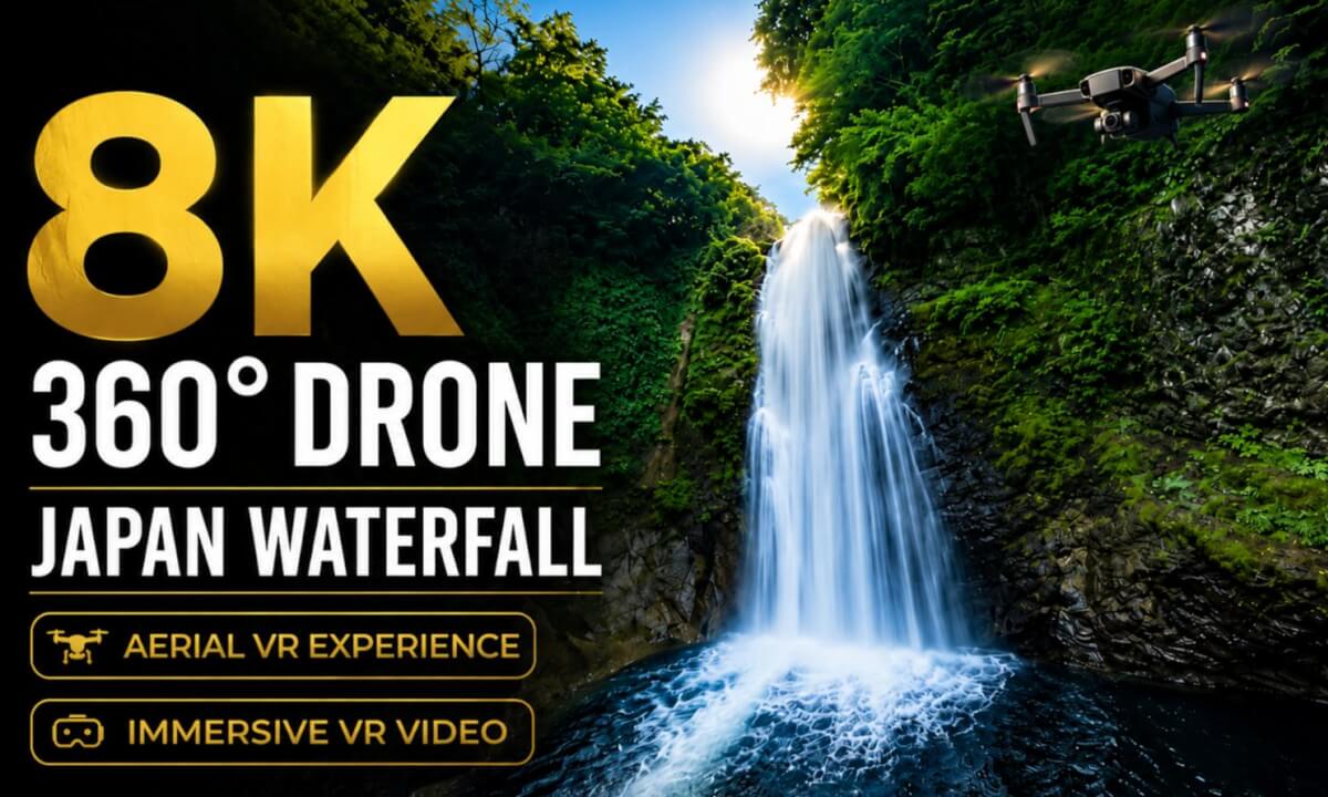 Akiu Otaki Waterfall, Sendai Japan | 8K 360° VR Drone Flight