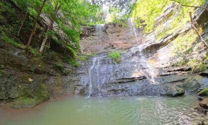 Ozark National Forest Nature Therapy: Peaceful High Bank Twin Falls Waterfall Scenery