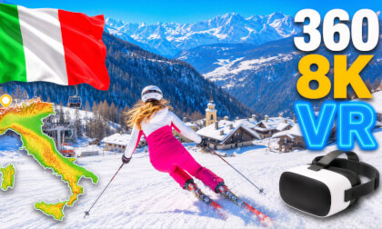 ⛷️ Chamois Ski Resort, Aosta Valley, Italy 🇮🇹 | Main Ski Run Near Cervino | 360° 8K VR Alps