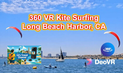 360 VR Kite surfers in Long Beach Harbor, California