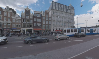 360 VR Damrak street view in the centre of Amsterdam, Netherlands