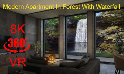 Modern Apartment In Forest With Waterfall (8K UltraHD)