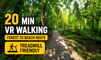20 MIN VR WALKING | Forest to Beach Route | Fast 5.9 km/h | Treadmill-Friendly