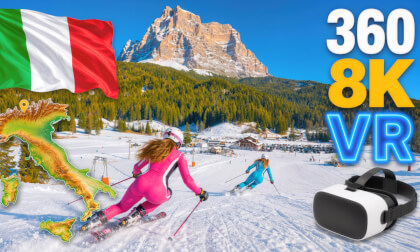 ⛷️ Ski Civetta – Pistes 23 → 12 → 15 → 31 🇮🇹 | Panoramic Dolomite Ski Descent | 360° 8K VR