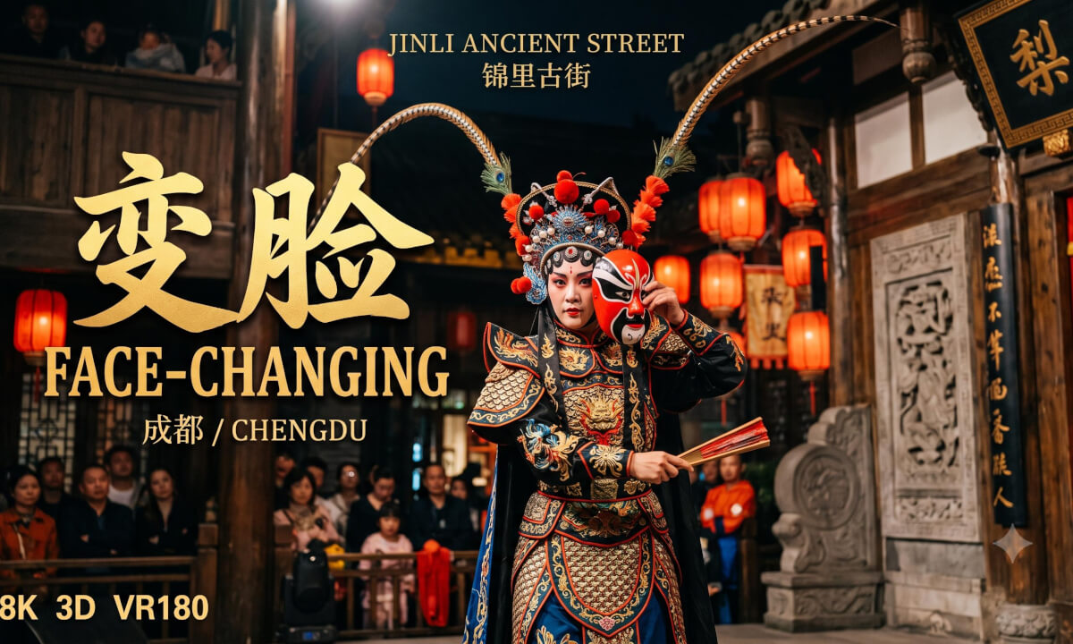 8K3D VR180 | Whispering Masks at Jinli Ancient Street | 锦里·瞬息幻面
