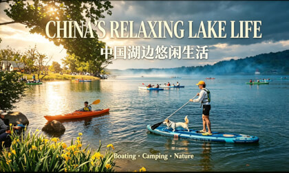 【8K VR 180】You’ll love this relaxing lake scenery in China with boats and campsites（一定会爱上中国这片有游船露营地的治愈湖景）