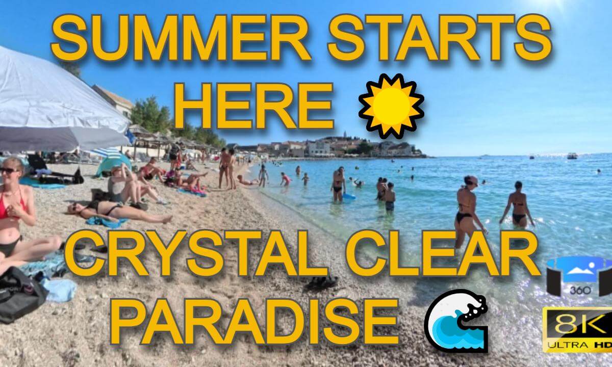 🌊 MALA RADUČA Beach PRIMOŠTEN 2026 🇭🇷 | Croatia's Crystal Clear Paradise | 360° VR Walk in 8K