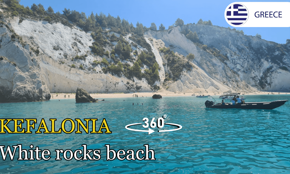 Going to White rock beach in Kefalonia Greece Islands vr 360