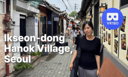 [VR180 8K 3D] Walking in the Rain at Ikseon-dong Hanok Village, Seoul 🇰🇷