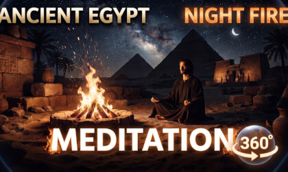 360° Meditation by a Night Fire in Ancient Egypt | Relaxing Crackling Fire Sounds