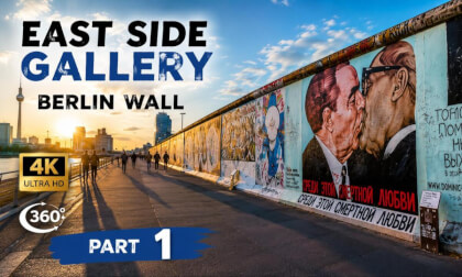 East Side Gallery Berlin Wall 🇩🇪 Walking Tour in 4K 360° | Famous Murals & Street Art | Part 1
