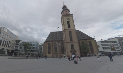 360 VR Frankfurt cityscape with Hauptwache and St. Catherine Church