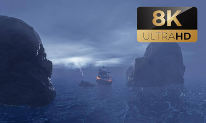 8K Stormy Pirate Ship Ambience ⚡ Sailing Through the Tempest | Ultra Realistic Ocean & Thunder Sounds