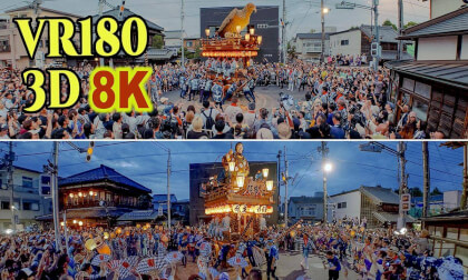 Sawara Grand Festival ’ Summer Festival ' in the evening , UNESCO Intangible Cultural Heritage in Chiba , JAPAN