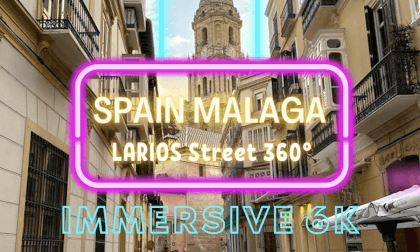 Spain, Málaga, Larios Street. 6K VR Street walking 360°. City center virtual reality experience. VR Video Spain, Málaga, Larios Street. 6K VR Street walking 360°. City center virtual reality experience. VR