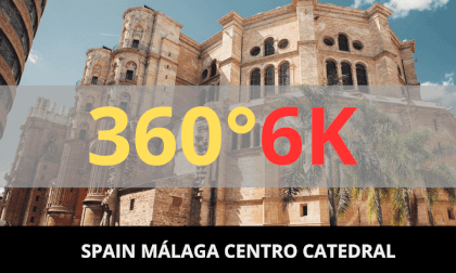 Spain, Málaga, Catedral and Santa María Street.t. 360° VR 6K. Street walking. Virtual reality experience. VR Video Spain, Málaga, Catedral and Santa María Street.t. 360° VR 6K. Street walking. Virtual reality experience. VR