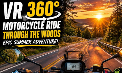 🏍️ VR 360° Motorcycle Ride Through Magical Forest Roads at Sunset | Cinematic Summer Twisty Adventure