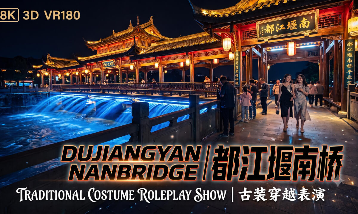 8K3D VR180 | Time Travel Odyssey: Dujiangyan Nanbridge Blue Tears | 古装穿越:梦回古蜀都江堰南桥蓝眼泪