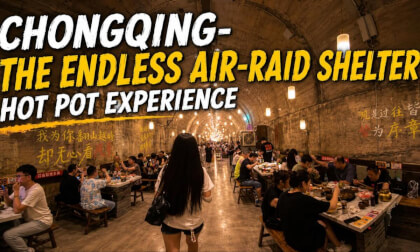 Surreal Chongqing: Serving up hot pot inside air-raid shelters.