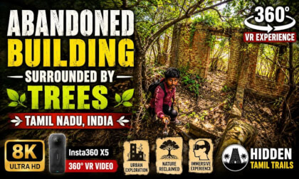 Explore an abandoned building surrounded by lush trees in Tamil Nadu, India, through this immersive 8K 360° VR experience.