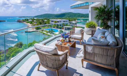 Immersive sea view morning balcony