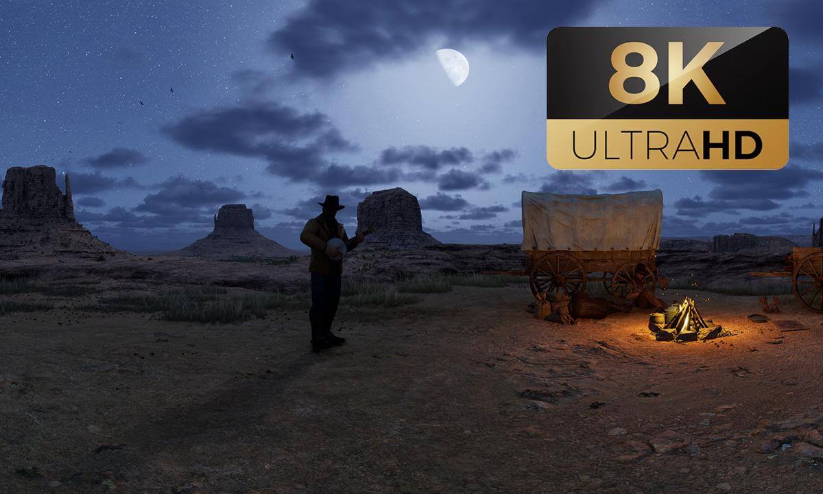 8K Wild West Campfire Ambience 🤠 Live Music | Cowboy Banjo | Ultra Realistic Desert