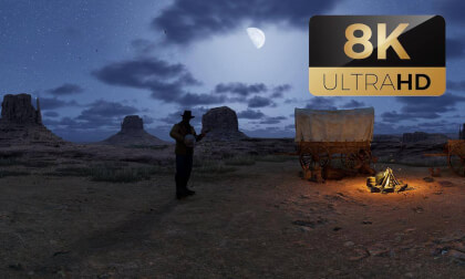 8K Wild West Campfire Ambience 🤠 Live Music | Cowboy Banjo | Ultra Realistic Desert
