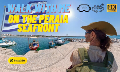 Walk with me on the Peraia seafront, Greece, July 2026 - 8K 360° video