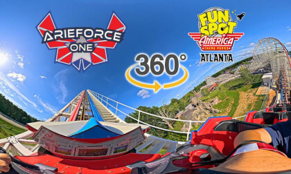VR 360 ArieForce One Roller Coaster On Ride Front Seat POV Fun Spot America Atlanta 2026 07 21