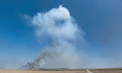 Field on fire, black and white smoke all direction, Israel and Gaza Strip border 360VR VR Video Field on fire, black and white smoke all direction, Israel and Gaza Strip border 360VR VR