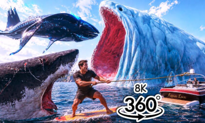 360 Amazing Boat Surfing Adventure With Giant Sea Monsters - Fantasy VR Experience 4K